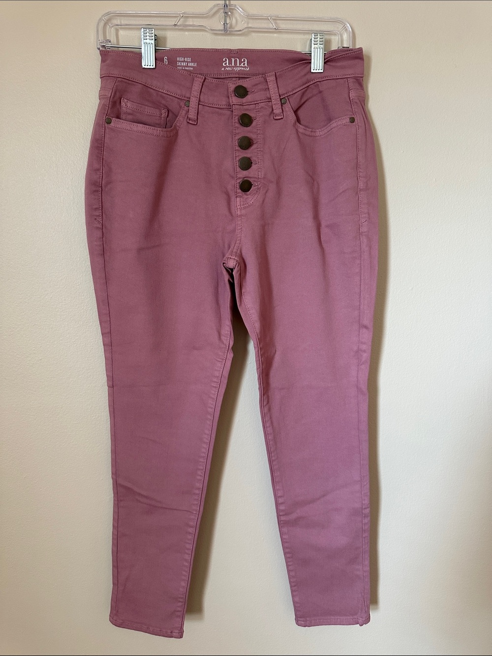 a.n.a Mauve High-Rise Button-Fly Tapered Jeans